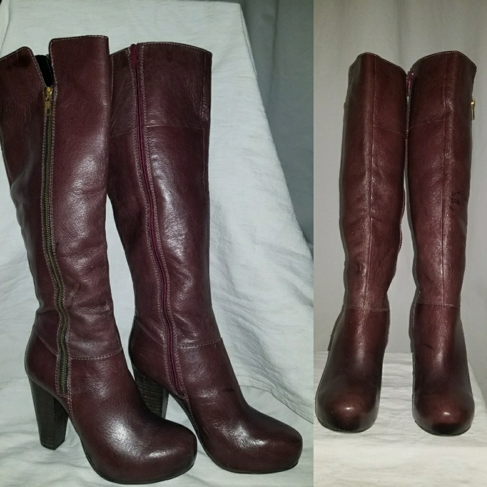 BN Steve Madden knee high merlot boots burgundy